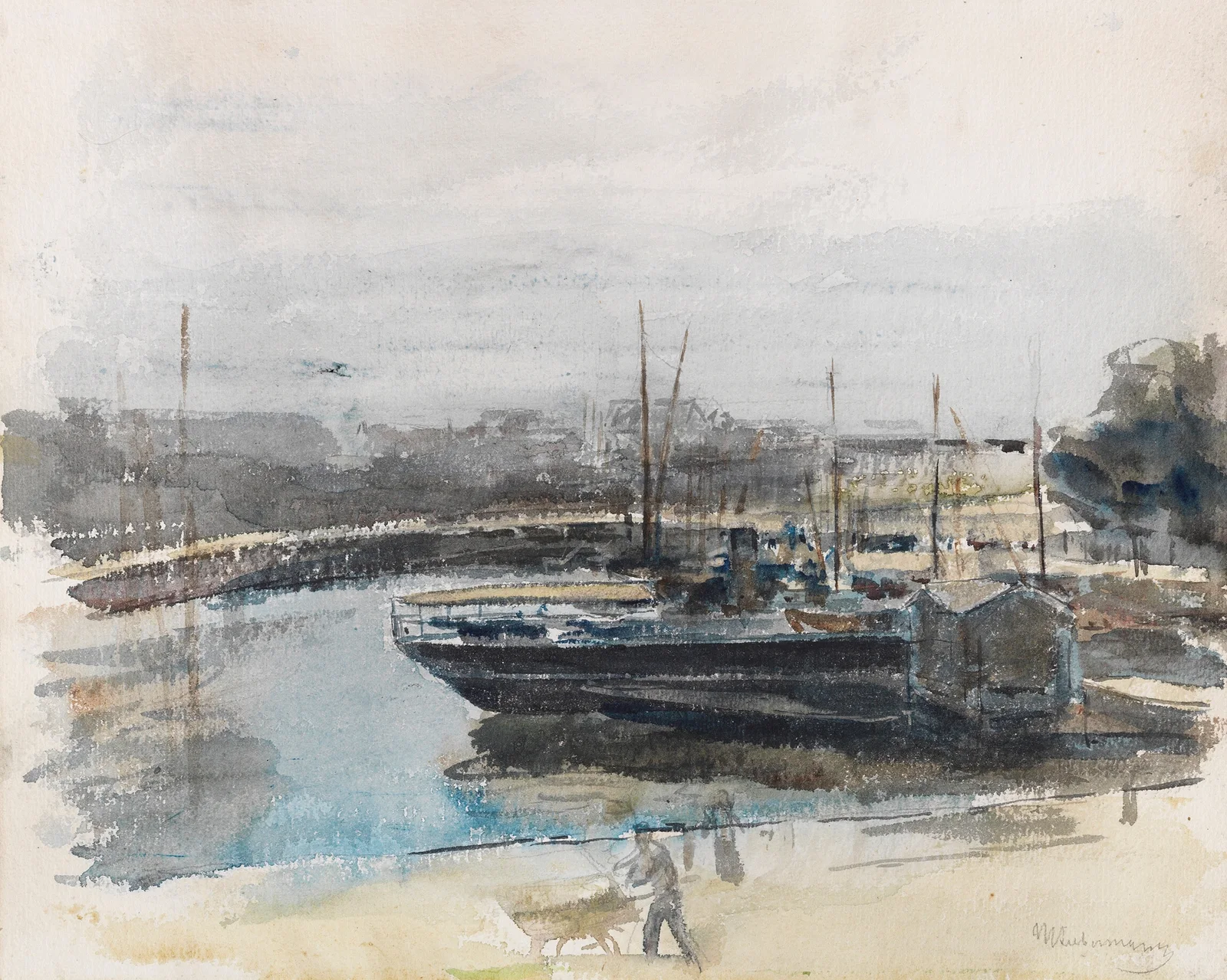 Quai in Hamburg av Max Liebermann