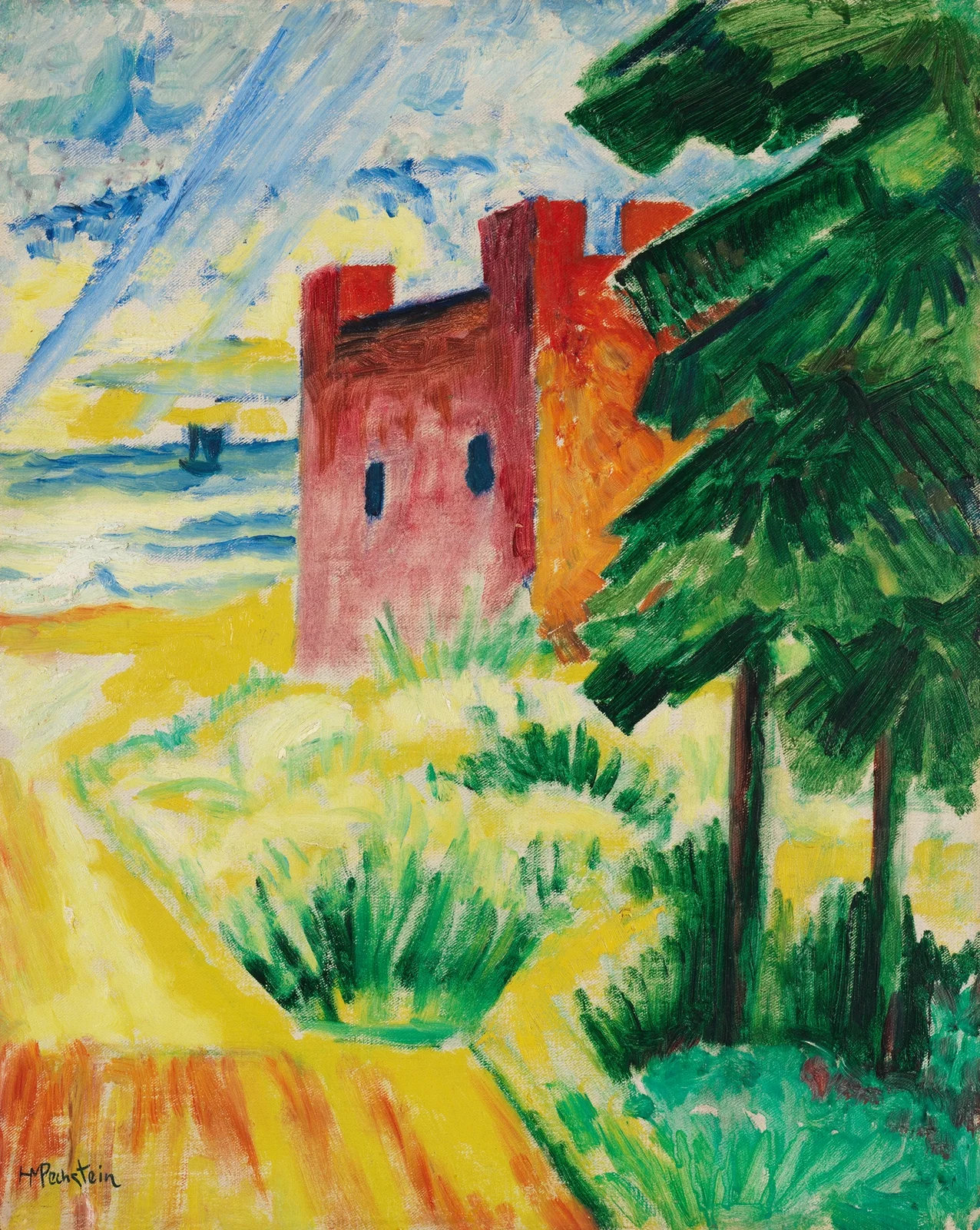 Rettungshaus in den Dünen av Hermann Max Pechstein