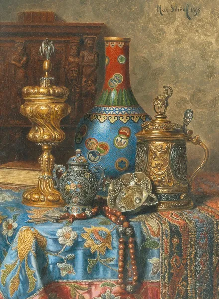 Still Life with Antiques and a Chinese Cloisonné Vase av Max Schödl