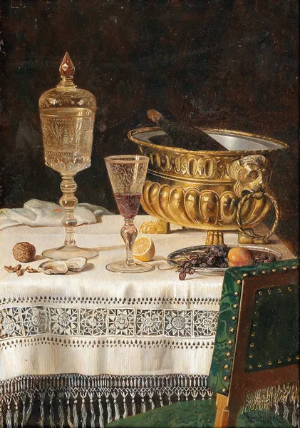 Still Life With Glass Cup And Champagne Cooler av Max Schödl