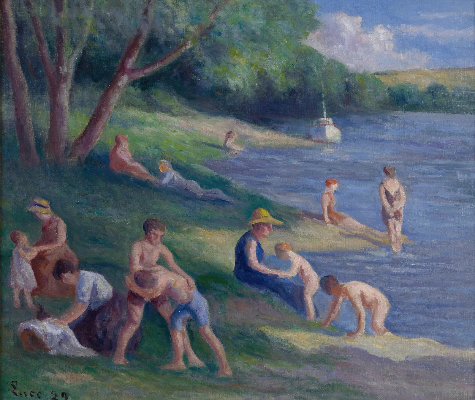 Plage a Mericourt av Maximilien Luce