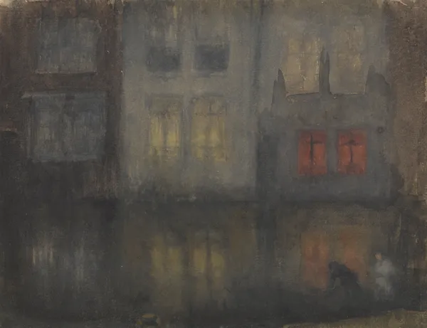 Nocturne: Black and Red—Back Canal, Holland av James Abbott McNeill Whistler