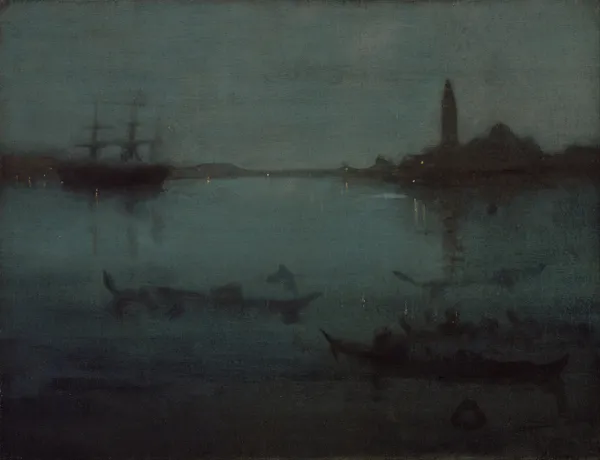Nocturne in Blue and Silver- The Lagoon, Venice av James Abbott McNeill Whistler