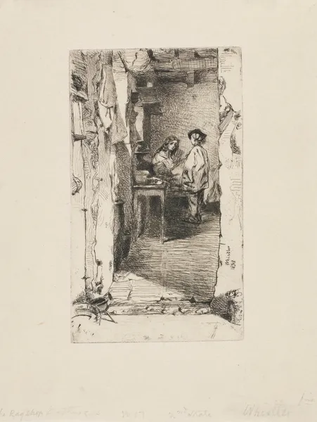 Rag Pickers, Quartier Mouffetard, Paris av James Abbott McNeill Whistler
