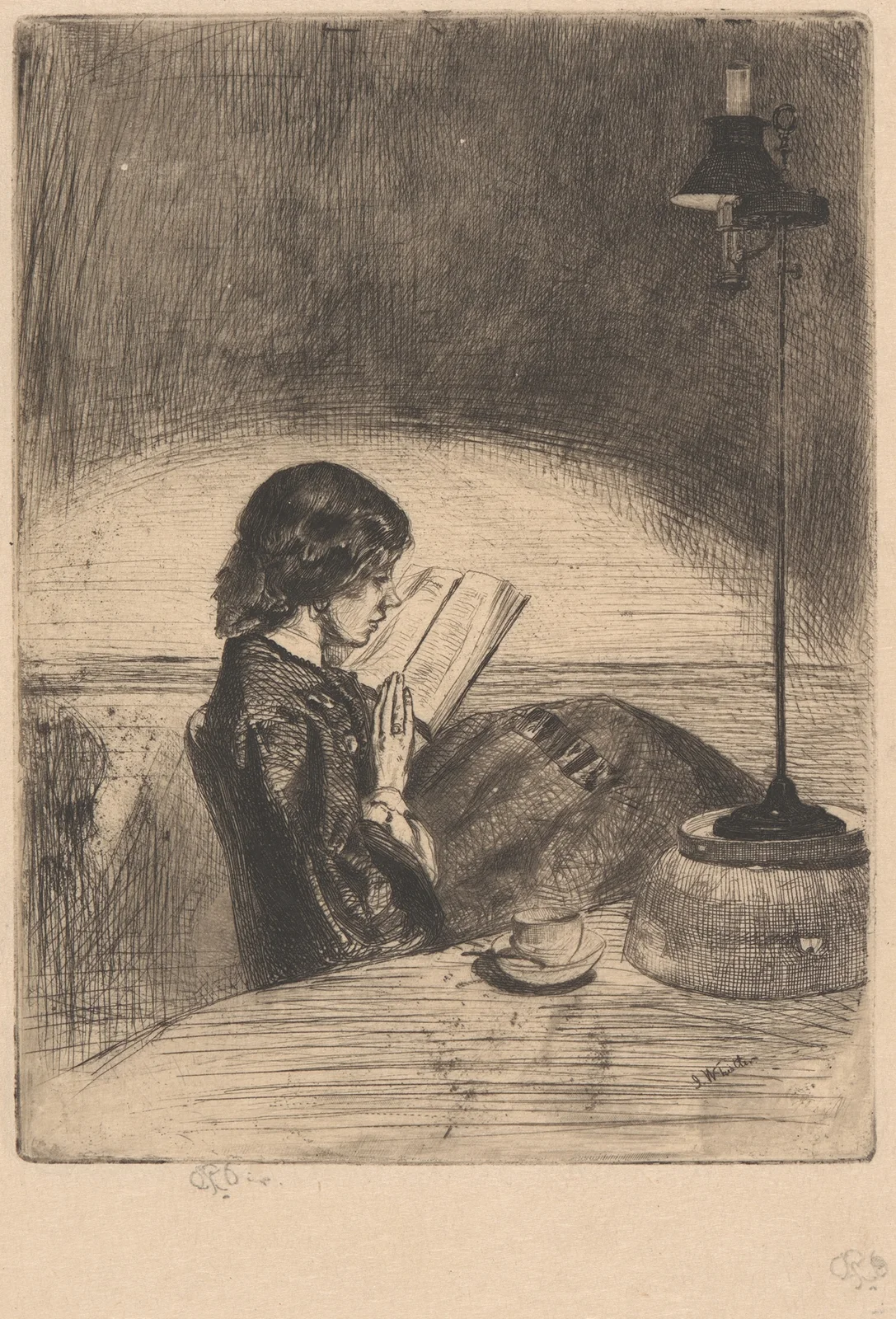 Reading by Lamplight av James Abbott McNeill Whistler