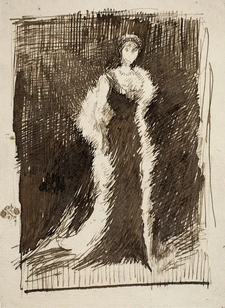 Sketch after Arrangement in Black; Lady Meux av James Abbott McNeill Whistler