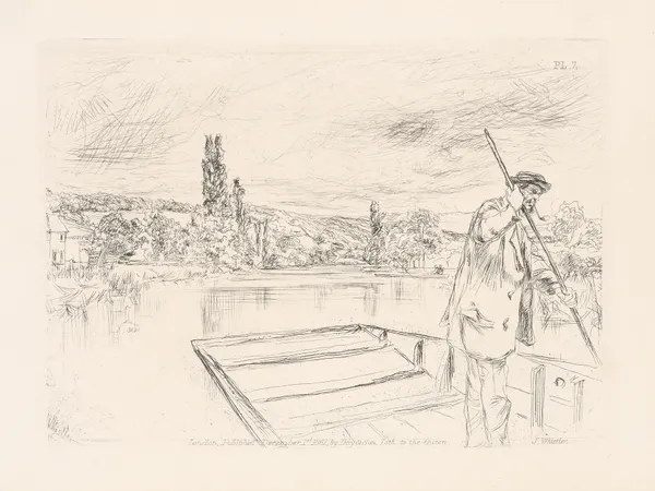 The angler or The punt av James Abbott McNeill Whistler