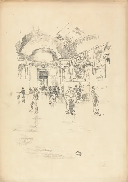 The Long Gallery, Louvre av James Abbott McNeill Whistler