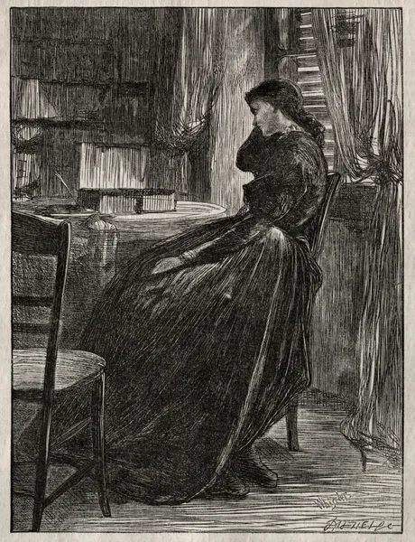 The Trial Sermon, Joanna Douglas at Her Desk av James Abbott McNeill Whistler
