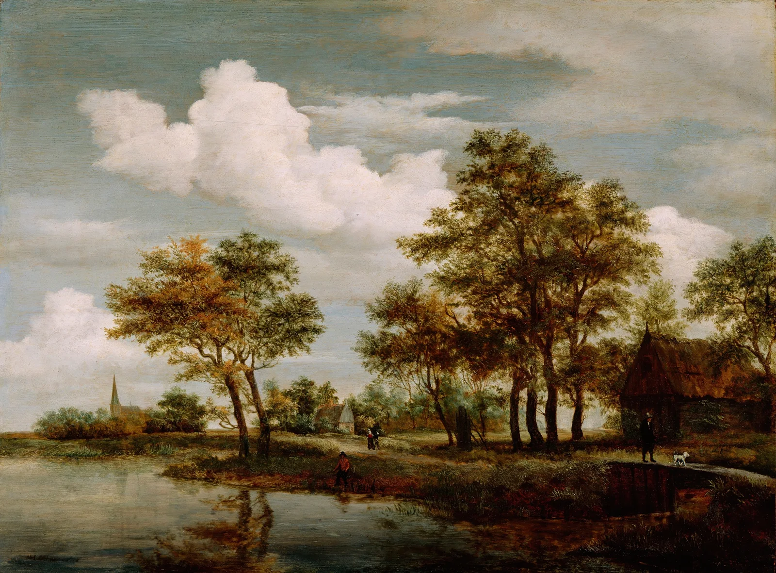 A River Scene av Meindert Hobbema
