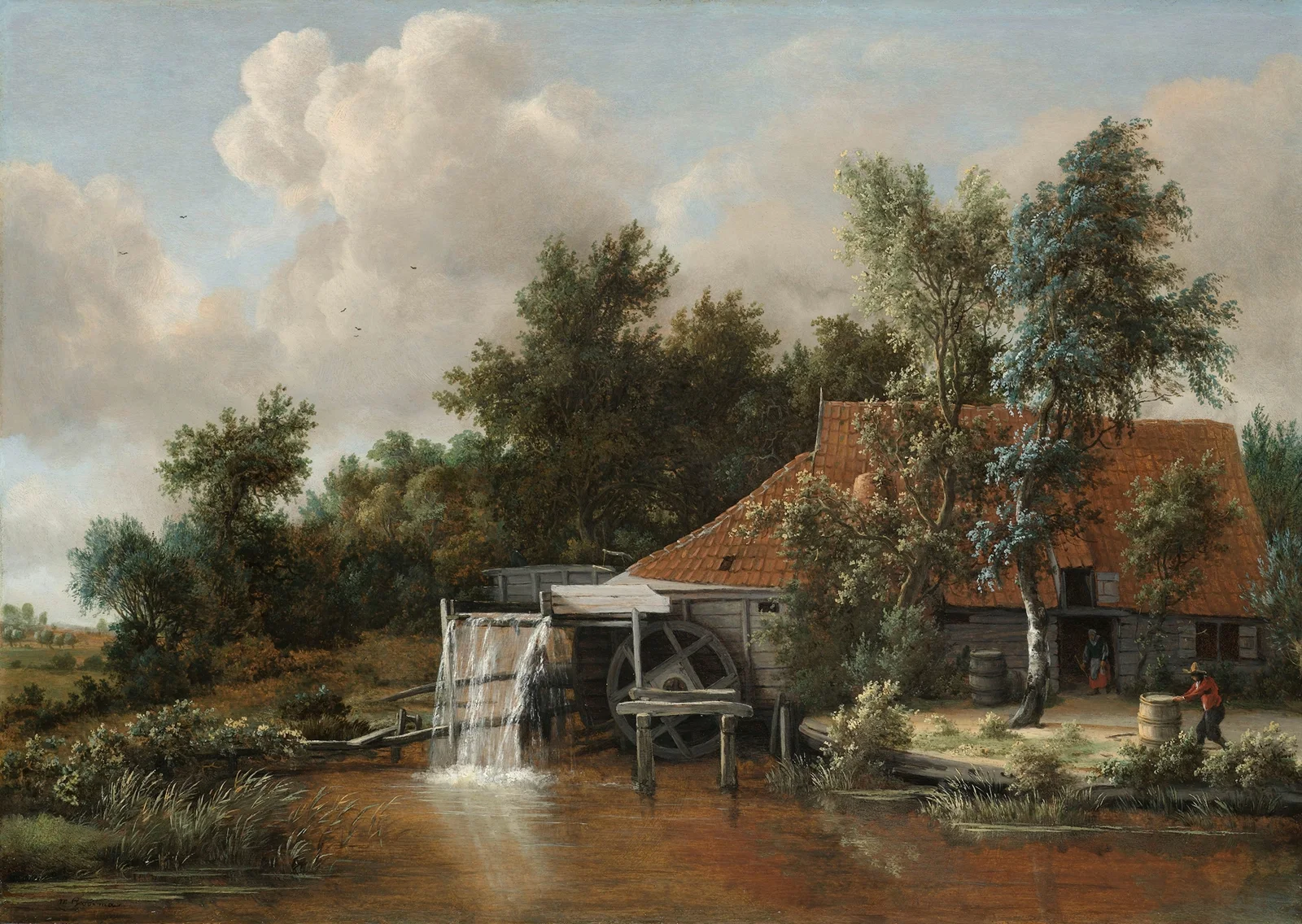 A Watermill av Meindert Hobbema