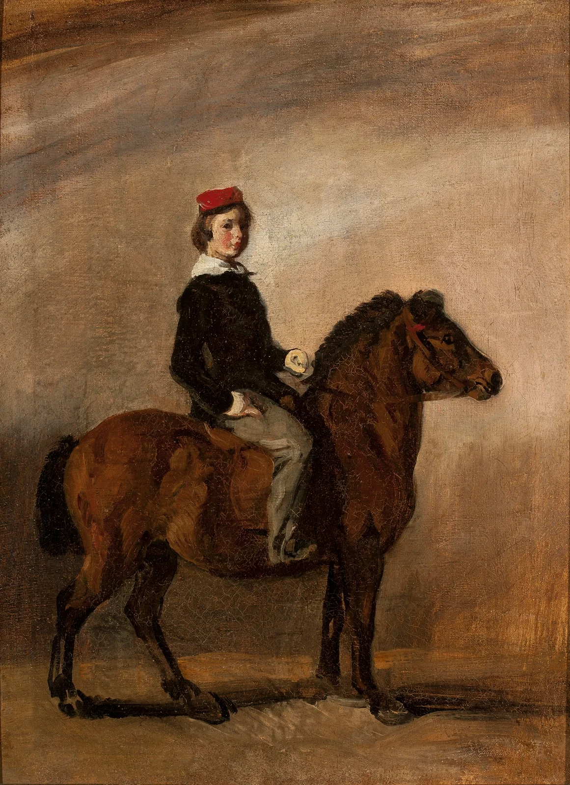 Artist’s son on a pony av Piotr Michałowski