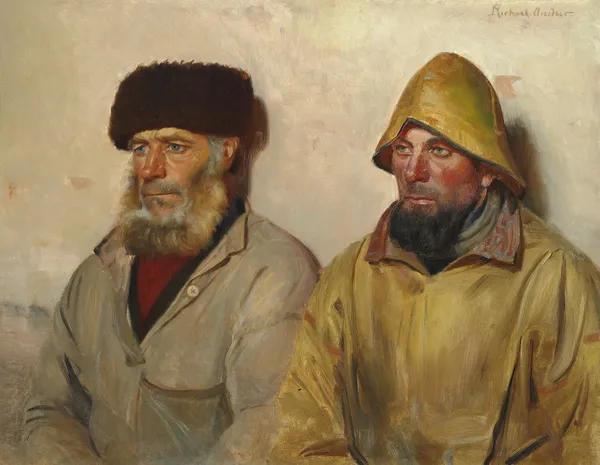 Interiør med to fiskere av Michael Ancher
