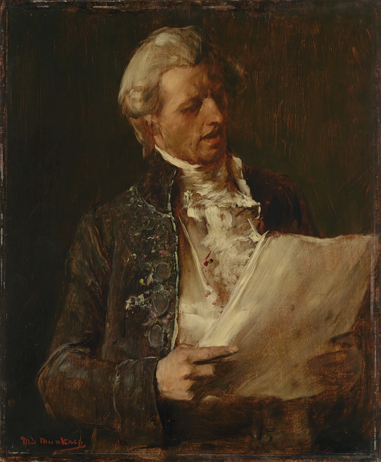 Singer (Study for the painting ‘The Dying Mozart’) av Mihály Munkácsy