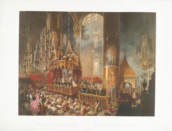 The crowning of Tsarina Maria Alexandrovna of Russia av Mihály Zichy