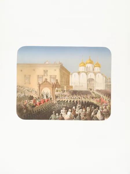 The procession of Her Majesty Empress Alexandra Feodorovna from the Red Wing to the Cathedral of the Dormition av Mihály Zichy