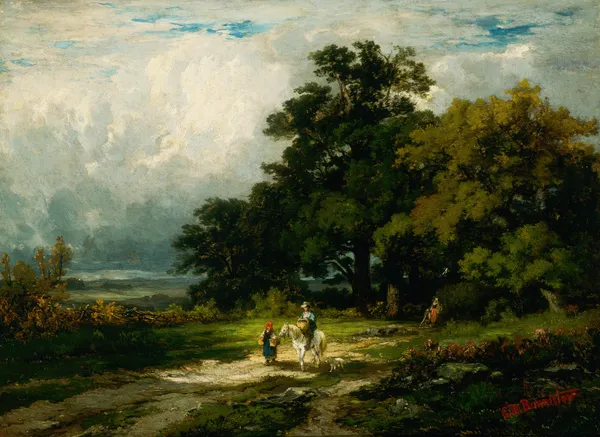 Untitled (man on horse with woman and dog) av Edward Mitchell Bannister