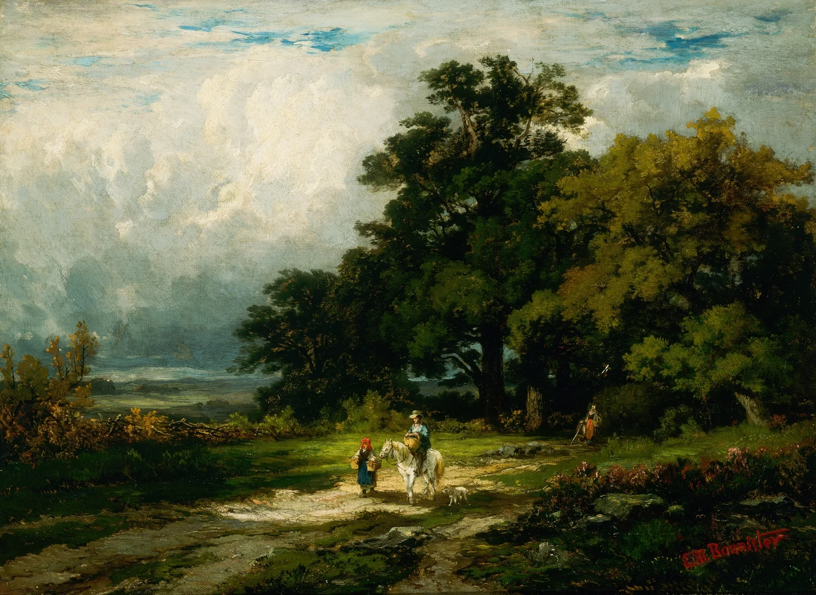 Untitled (man on horse with woman and dog) av Edward Mitchell Bannister