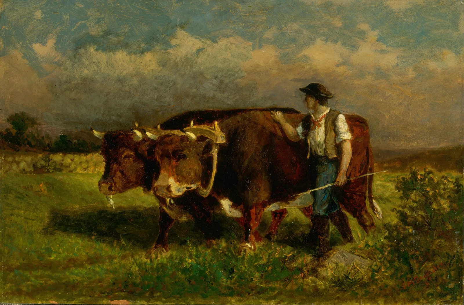 Untitled (man with two oxen) av Edward Mitchell Bannister