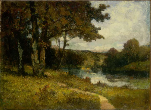 Untitled (landscape, trees near river) av Edward Mitchell Bannister