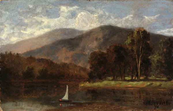 Untitled (sailboat in river) av Edward Mitchell Bannister