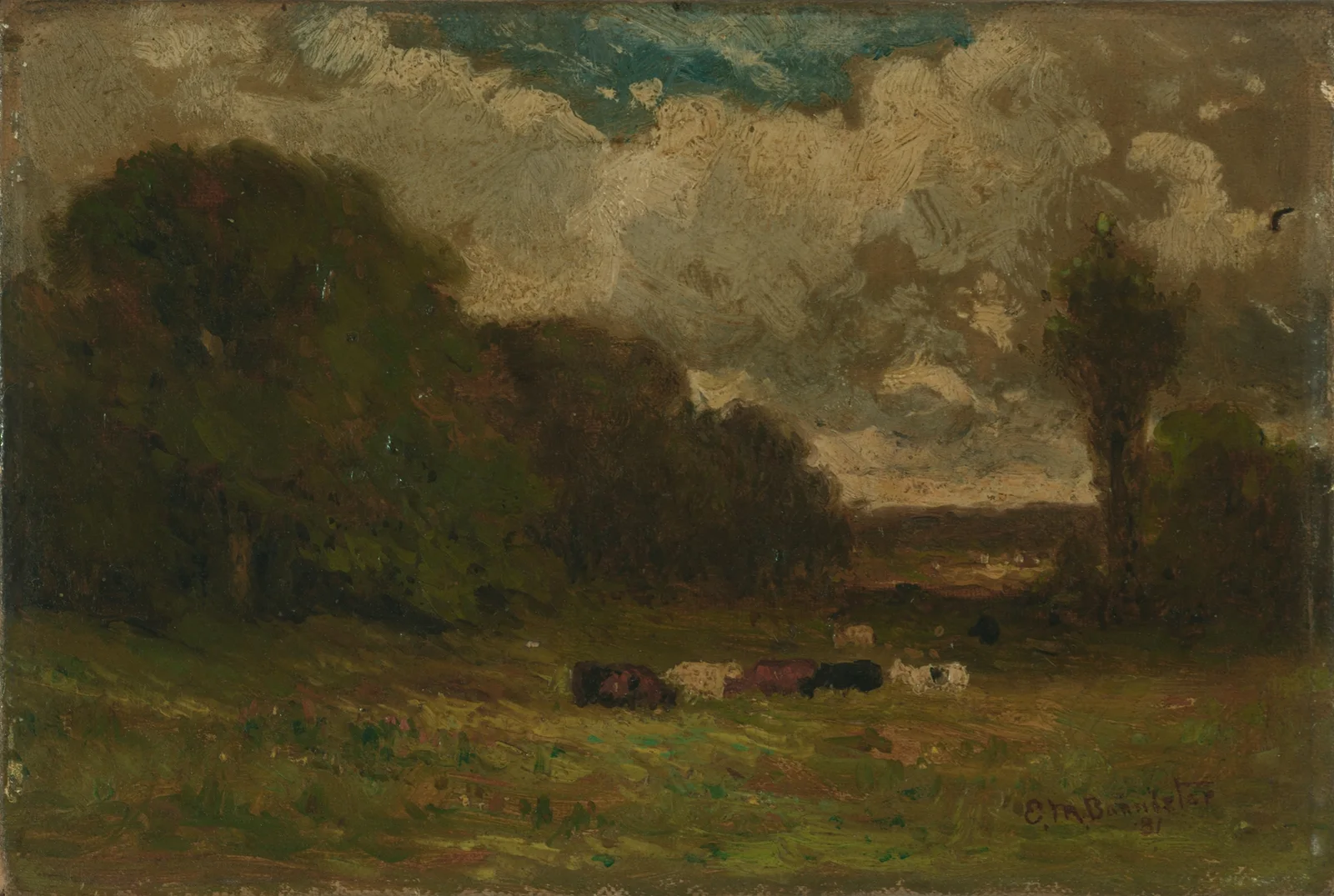 Untitled (landscape with cows and trees) av Edward Mitchell Bannister