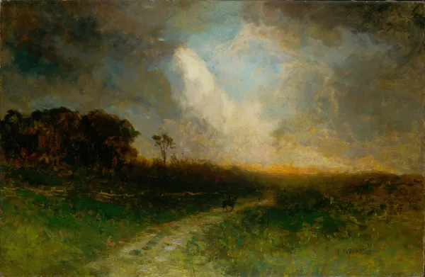 Untitled (landscape, man on horse) av Edward Mitchell Bannister