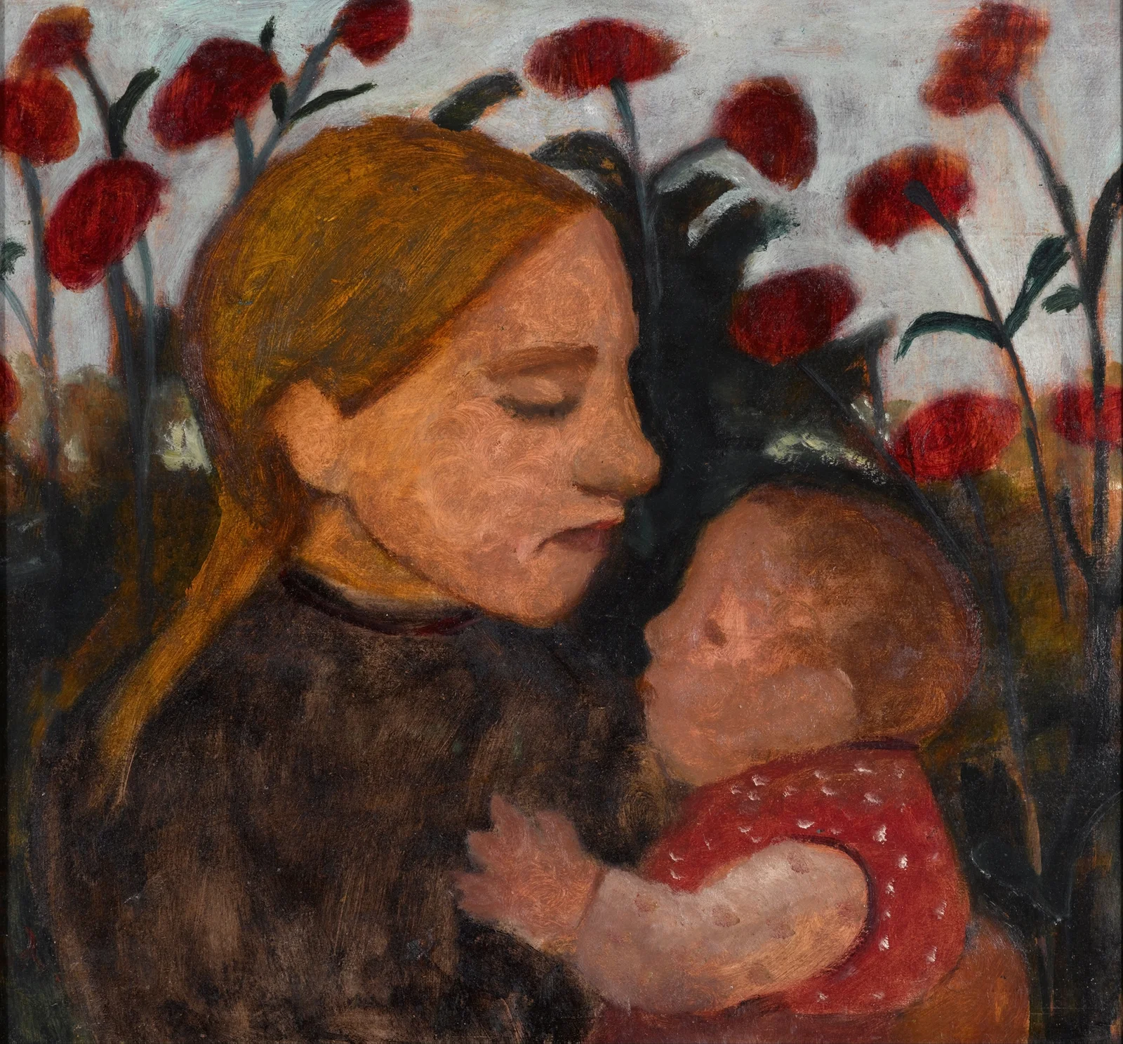 Girl with child av Paula Modersohn-Becker