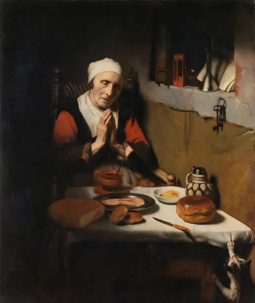 Old Woman Saying Grace, Known as ‘The Prayer without End’ av Nicolaes Maes