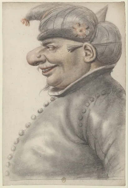 Homme grotesque coiffé d’un turban, de profil à gauche av Nicolas Lagneau