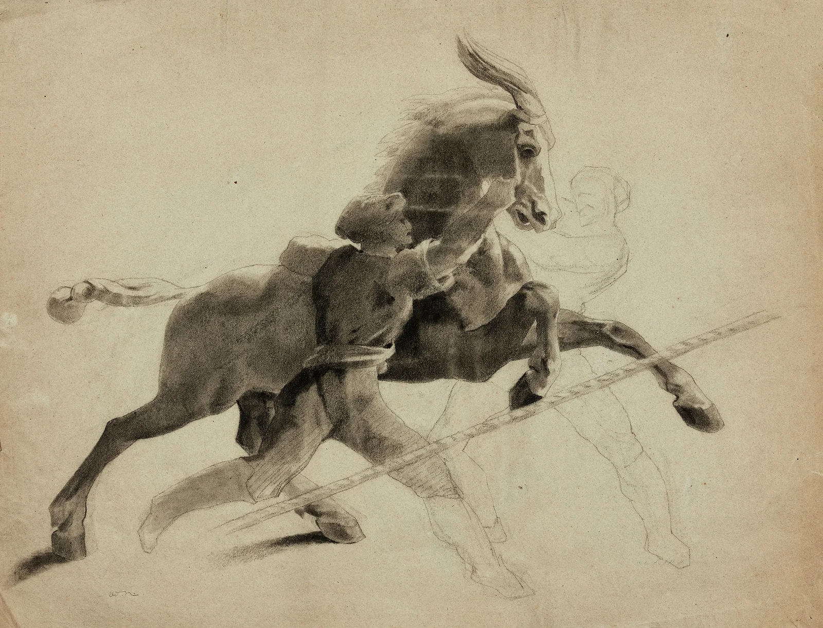 Cheval emballé d’après Géricault av Odilon Redon