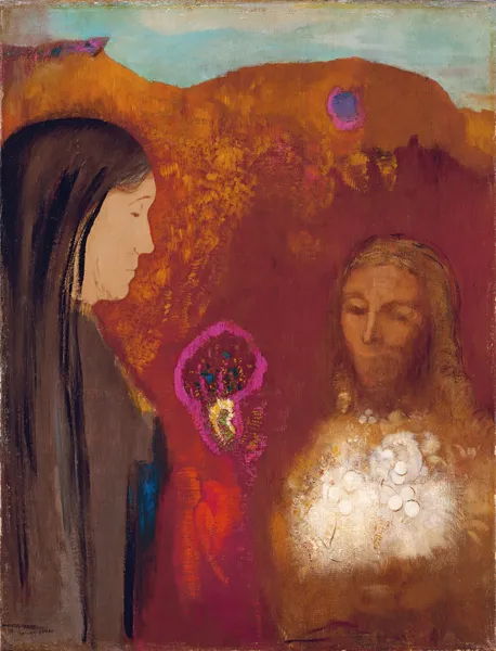 Christ and the Samaritan Woman (The White Flower Bouquet) av Odilon Redon