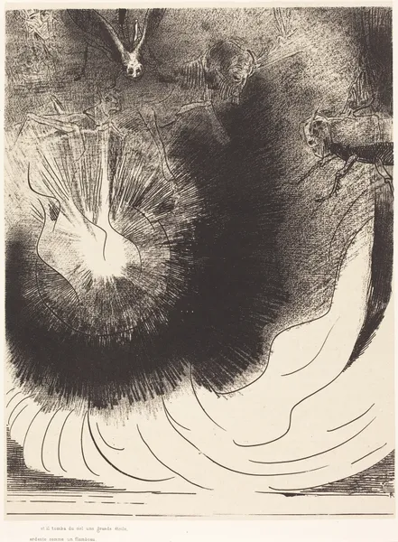 Et il tombe du ciel une grande etoile ardente av Odilon Redon
