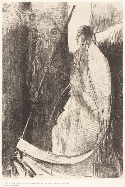 Et un autre ange sortit du temple qui est au ciel, ayant lui aussi une faucille tranchante av Odilon Redon