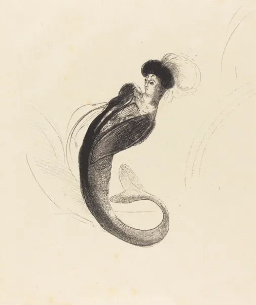 Femme a la torque ornee (Woman with a plumed hat) av Odilon Redon