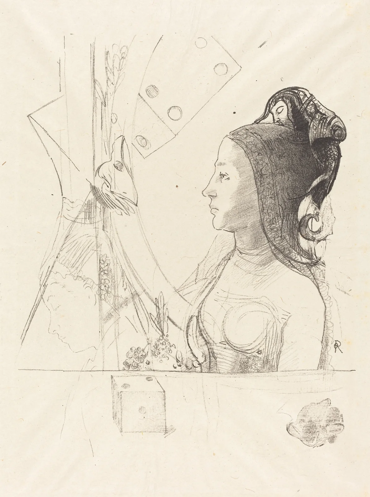 Femme de Profil (Profile of a Woman) av Odilon Redon