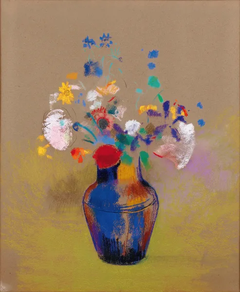 Fleurs Sur Fond Gris av Odilon Redon