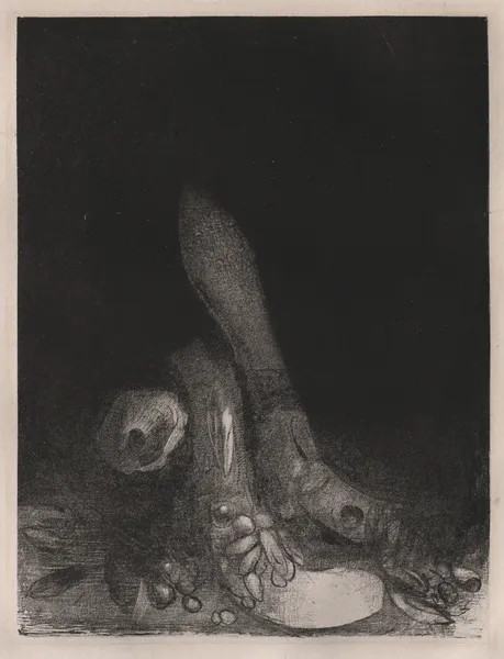 Flowers Fall and the Head of a Python Appears av Odilon Redon