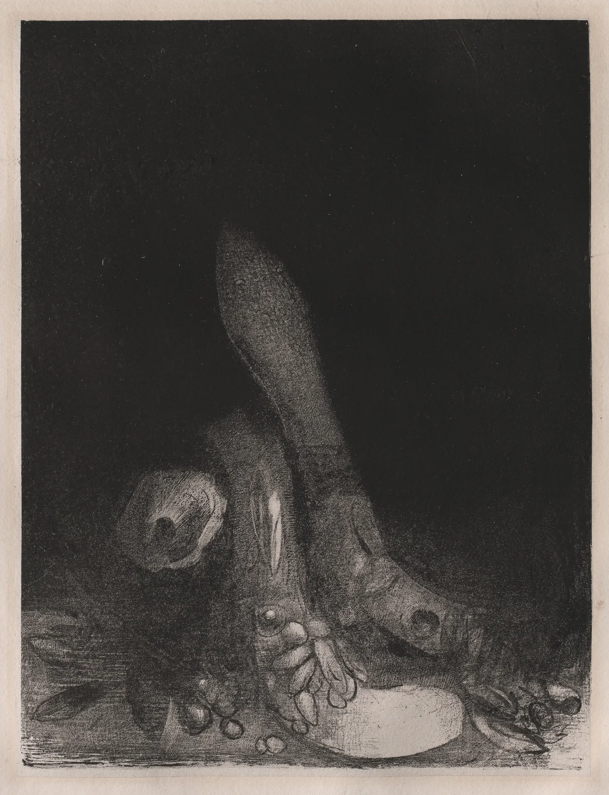 Flowers Fall and the Head of a Python Appears av Odilon Redon
