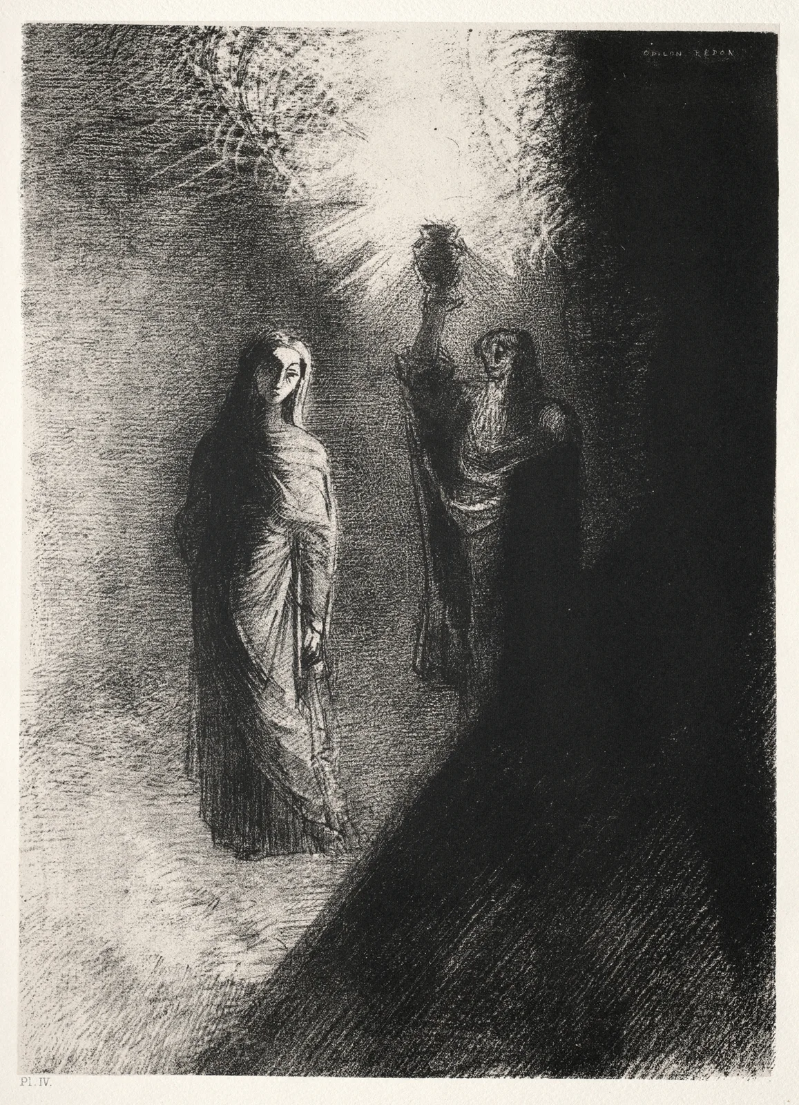 He Raises the Bronze Urn av Odilon Redon