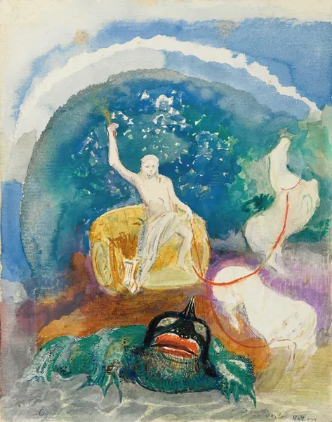 Le Monstre Vert (Apollon Chevauchant Le Serpent Python) av Odilon Redon