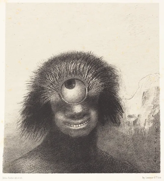 Le Polype difforme flottait sur les rivages, sorte de cyclope souriant et hideux av Odilon Redon