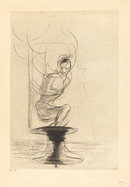 Parfois on trouve un vieux flacon qui se souvient, d’ou jaillit toute vive une ame qui revient, 1890 – nr 2 av Odilon Redon