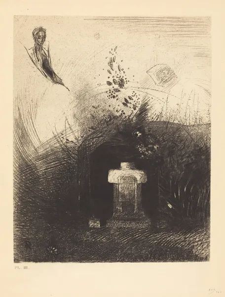 Si par une nuit lourde et sombre, un bon chretien, par charite, derriere quelque vieux decombre, enterre votre corps voute av Odilon Redon