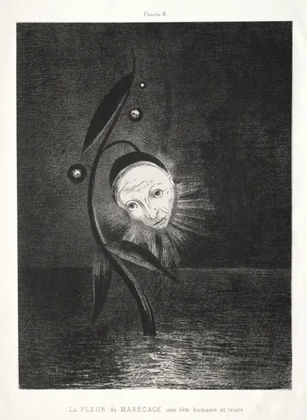 The Marsh Flower, a Sad Human Head av Odilon Redon