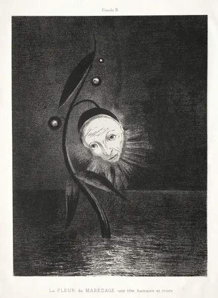 The Marsh Flower, a Sad Human Head av Odilon Redon