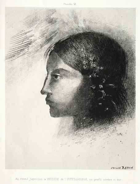 Upon Awakening I Saw the Goddess of the Intelligible with Her Severe and Hard Profile av Odilon Redon