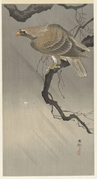 Eagle on branch av Ohara Koson