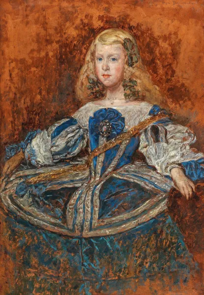 Portrait of Infantin Margarita after Diego Velazquez av Olga Boznanska