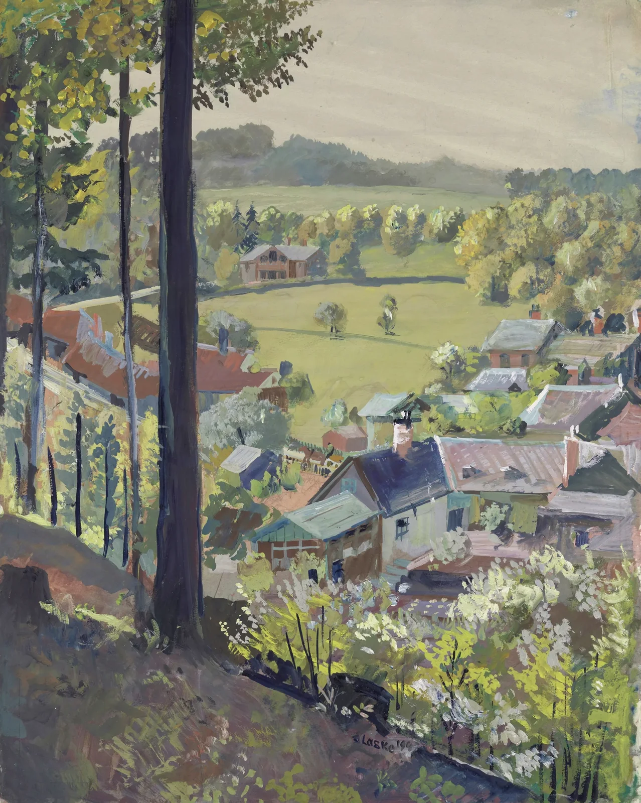 Blick auf Preßbaum av Oskar Laske